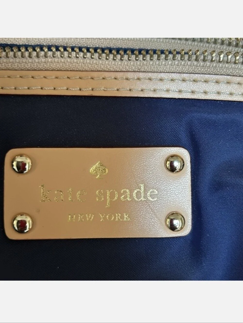 kate spade Navy Nylon Laptop Bag with Cream Trim